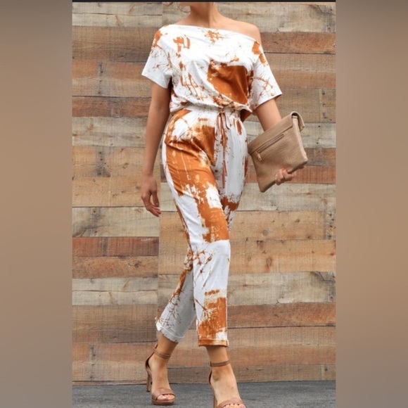 Pants - Off the Shoulder Tie Dye Plus Size 3X (18) Jumpsuit
